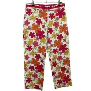 Marisa Christina Floral Ankle Pants Womens Sz 4 Multicolour Spring Texture EUC